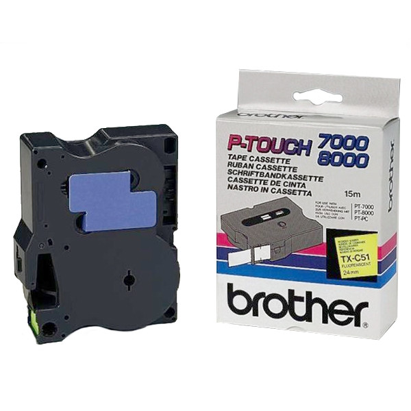 Brother TX-C51 'extreme' tape zwart op neongeel, glanzend 24 mm (origineel) TXC51 080292 - 1