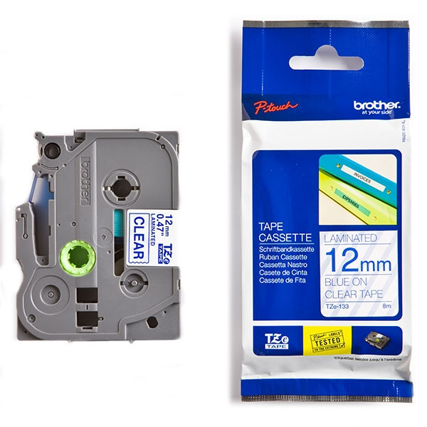 Brother TZe-133 tape blauw op transparant 12 mm (origineel) TZe133 080618 - 