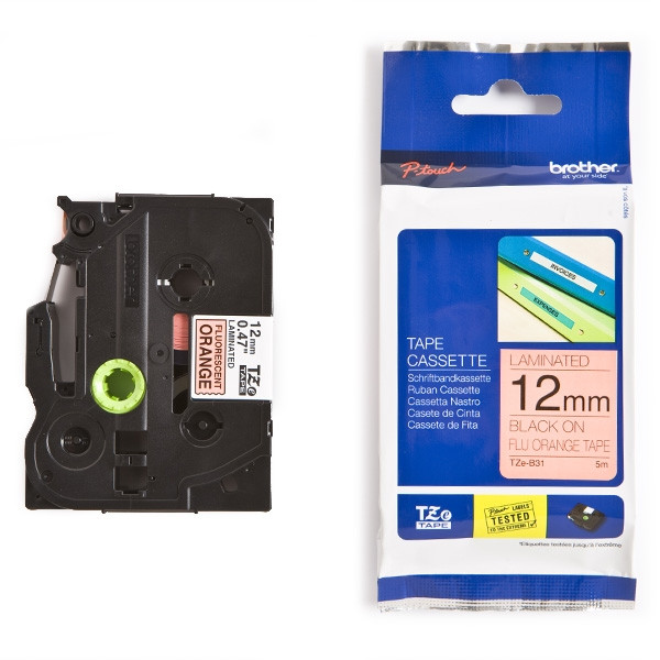 Brother TZe-B31 tape zwart op fluorescerend oranje 12 mm (origineel) TZeB31 080648 - 