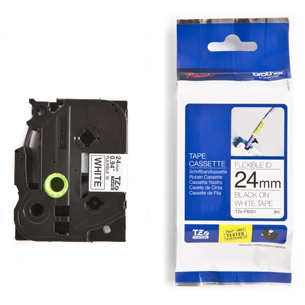 Brother TZe-FX251 Flexi ID tape zwart op wit 24 mm (origineel) TZeFX251 080820 - 1