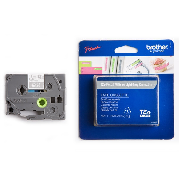 Brother TZe-MQL35 tape wit op lichtgrijs 12 mm (origineel) TZeMQL35 080390 - 