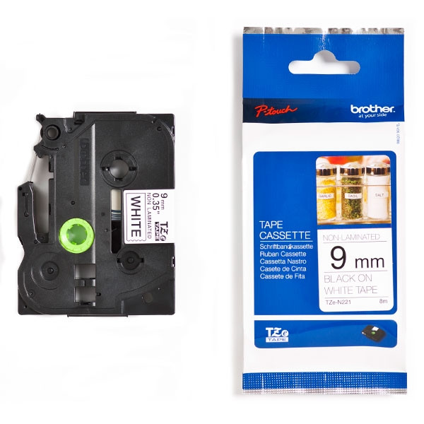 Brother TZe-N221 tape zwart op wit 9 mm (origineel) TZeN221 080614 - 1