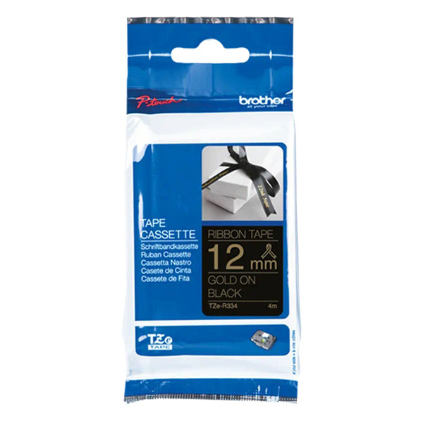 Brother TZe-R334 tape goud op zwart 12 mm (origineel) TZe-R334 350530 - 1