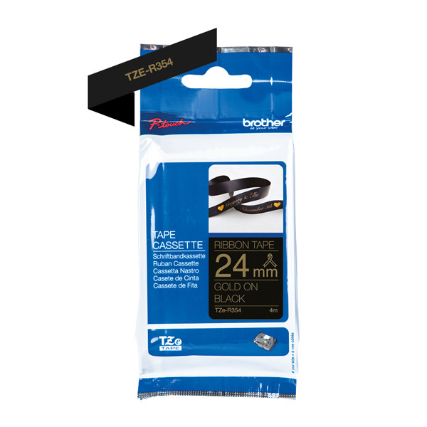 Brother TZe-R354 tape goud op zwart 24 mm (origineel) TZe-R354 350532 - 1