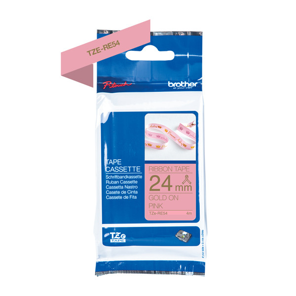 Brother TZe-RE54 tape goud op roze 24 mm (origineel) TZe-RE54 350538 - 1