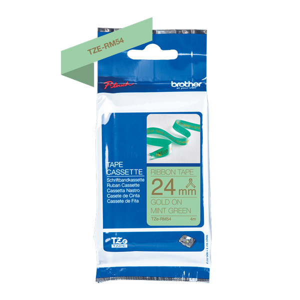 Brother TZe-RM54 tape goud op mintgroen 24 mm (origineel) TZe-RM54 350546 - 1