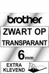 Brother TZe-S111 extra klevend tape zwart op transparant 6 mm (origineel) 080656 - 1