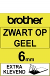 Brother TZe-S611 extra klevend tape zwart op geel 6 mm (origineel)