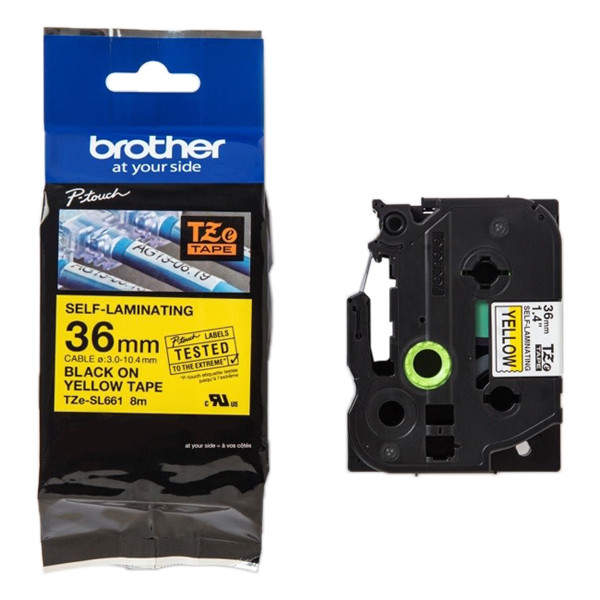 Brother TZe-SL661 zelflaminerend tape zwart op geel 36 mm (origineel) TZESL661 080838 - 1