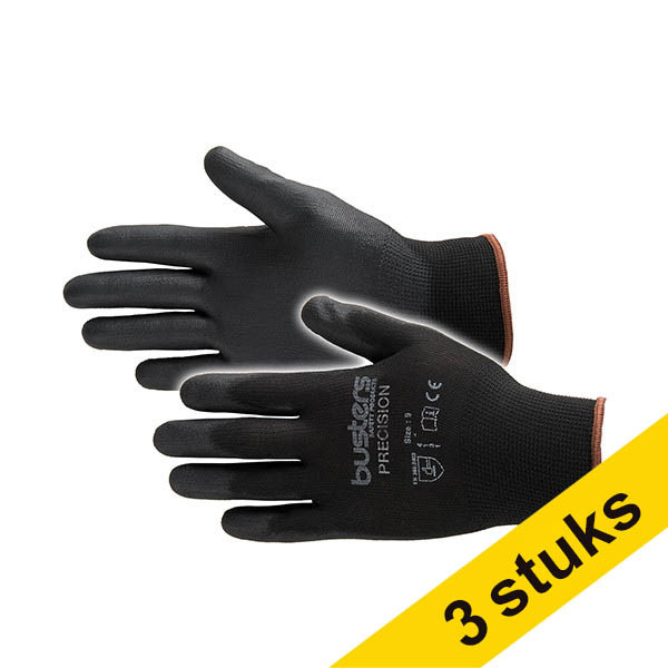 Aanbieding: 3x Busters Precision werkhandschoen maat L zwart (1 paar) SBU00072 - 1