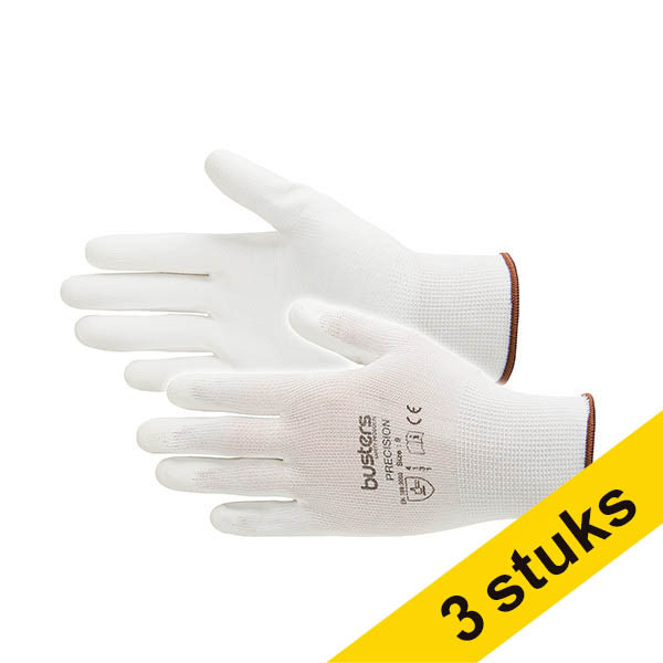 Aanbieding: 3x Busters Precision werkhandschoen maat M wit (1 paar) SBU00073 - 1