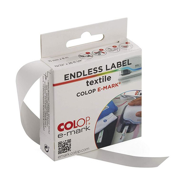 COLOP e-mark doorlopende label textiel 15 mm x 8 m 155543 229171 - 1