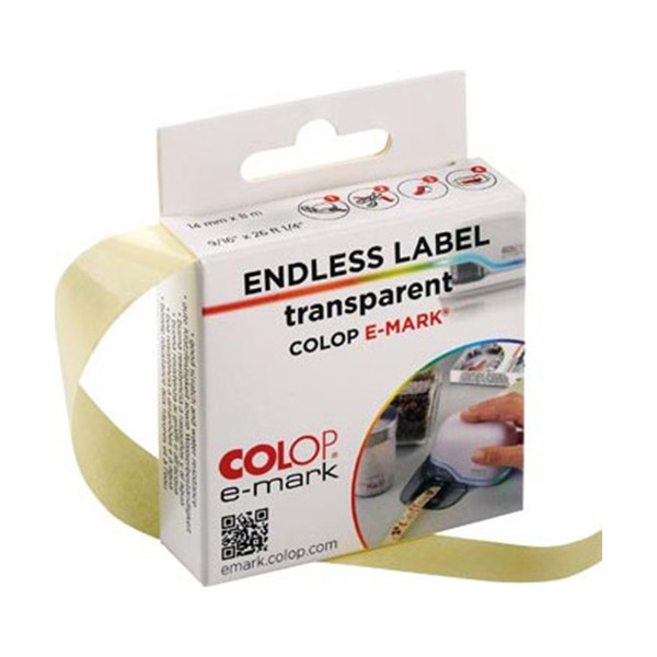 COLOP e-mark doorlopende label transparant 14 mm x 8 m 155362 229170 - 1