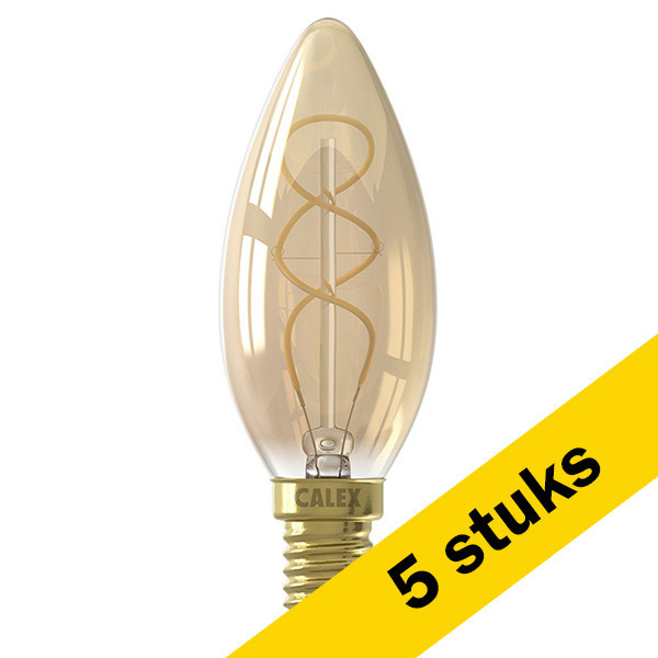 Aanbieding: 5x Calex E14 filament led-lamp kaars goud dimbaar 2.5W (15W) LCA00896 - 1