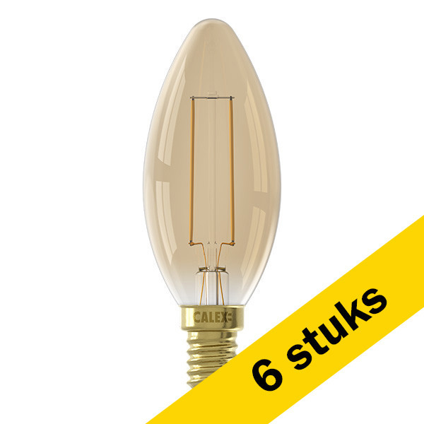 Aanbieding: 6x Calex E14 filament led-lamp kaars goud dimbaar 3.5W (25W) LCA00686 - 1
