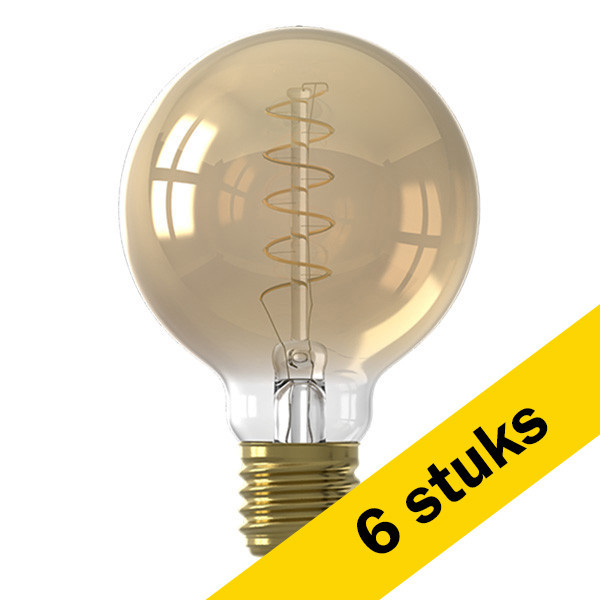 Aanbieding: 6x Calex E27 filament led-lamp globe G80 goud dimbaar 3.8W (25W) LCA00665 - 1