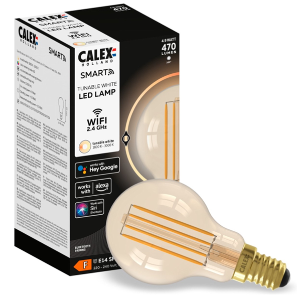 Calex E14 smart lamp kogel P45 warm wit WiFi (Tuya) LCA00894 - 1