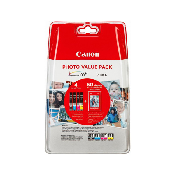 Canon CLI-551 multipack + fotopapier (origineel) 6508B005 651014 - 1