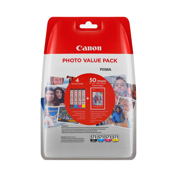 Canon CLI-571 multipack 4 kleur + papier (origineel) 0386C006 651001 - 1