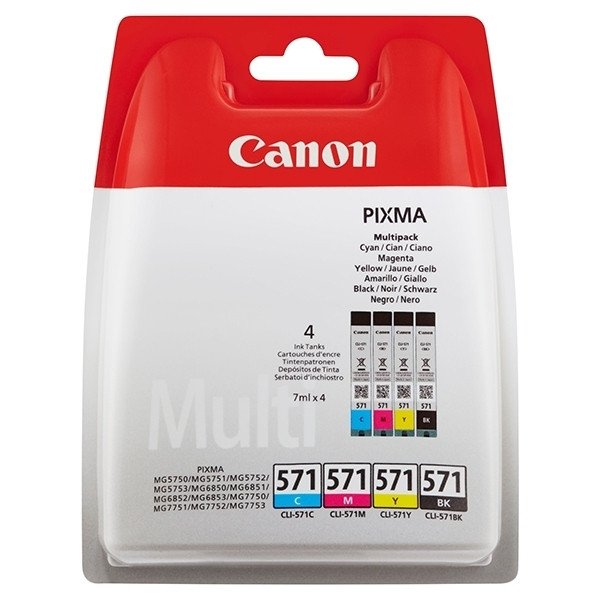 Canon CLI-571 multipack BK/C/M/Y (origineel) 0386C004 0386C005 0386C007 0386C008 0386C009 017262 - 1