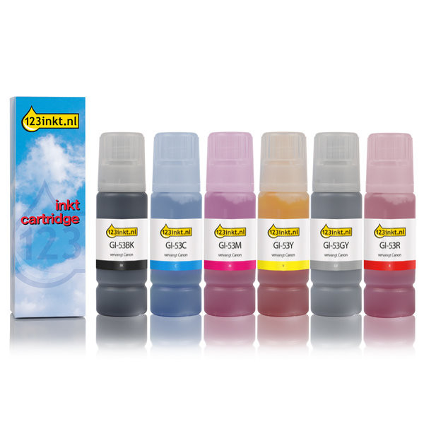 Canon GI-43 aanbieding zwart + 5 kleuren (123inkt huismerk)  127169 - 1