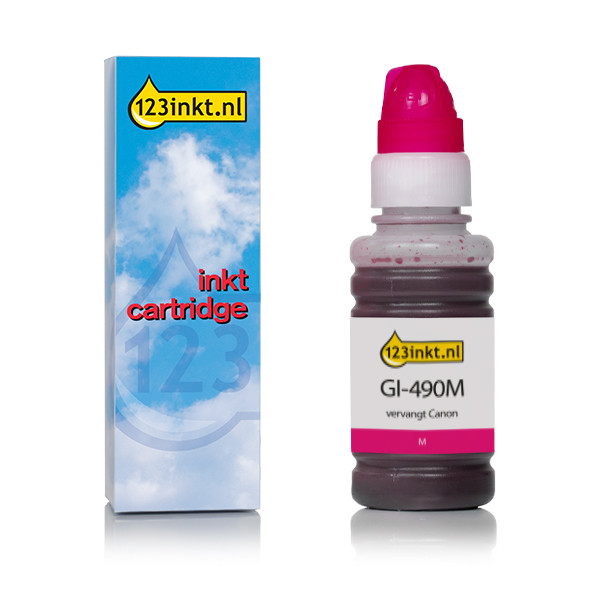 Canon GI-490M inktfles magenta (123inkt huismerk) 0665C001C 011677 - 1