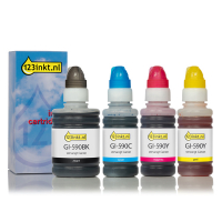 Canon GI-590 aanbieding zwart + 3 kleuren (123inkt huismerk) 1603C001C 1604C001C 1605C001C 1606C001C 127161