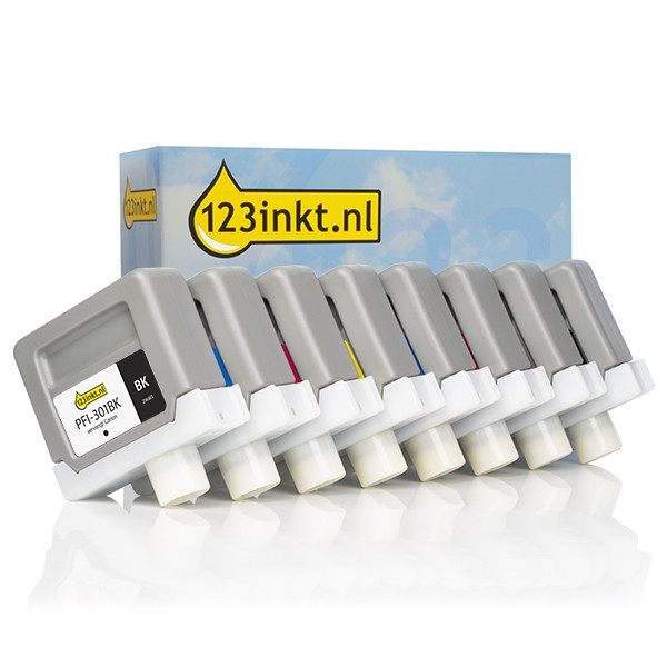 Canon PFI-301 multipack MBK/BK/C/M/Y/PC/PM/GY (123inkt huismerk)  132063 - 1