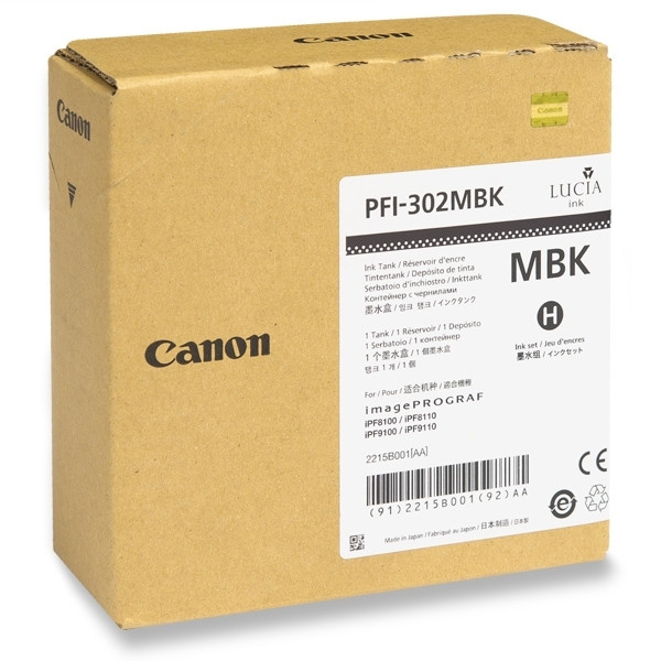 Canon PFI-302MBK inktcartridge mat zwart (origineel) 2215B001 018332 - 1