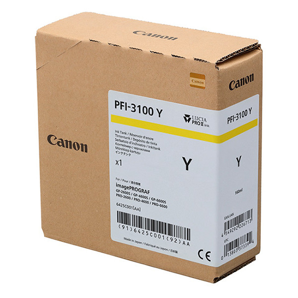 Canon PFI-3100Y inktcartridge geel (origineel) 6425C001 010542 - 1