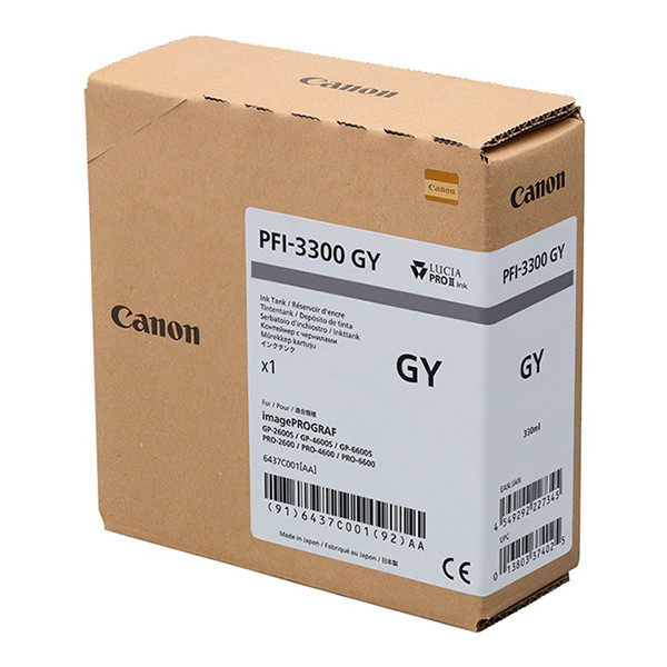 Canon PFI-3300GY inktcartridge hoge capaciteit grijs (origineel) 6437C001 010566 - 1