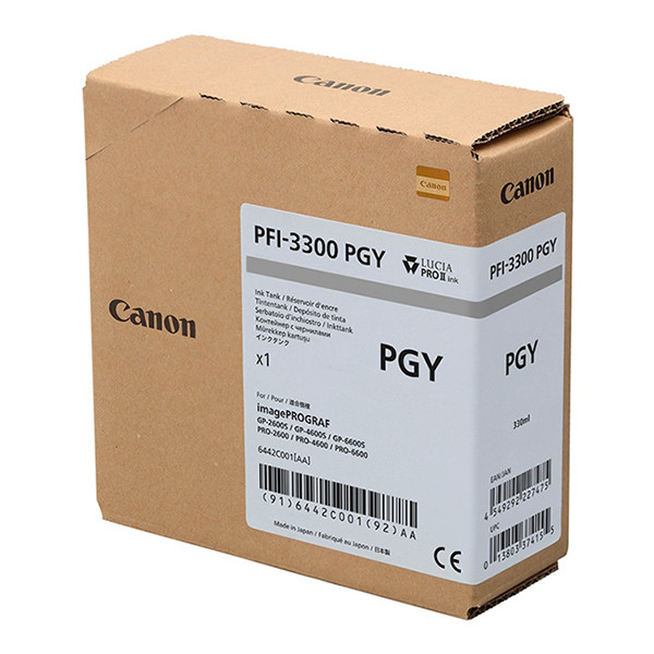 Canon PFI-3300PGY inktcartridge hoge capaciteit foto grijs (origineel) 6442C001 010576 - 1