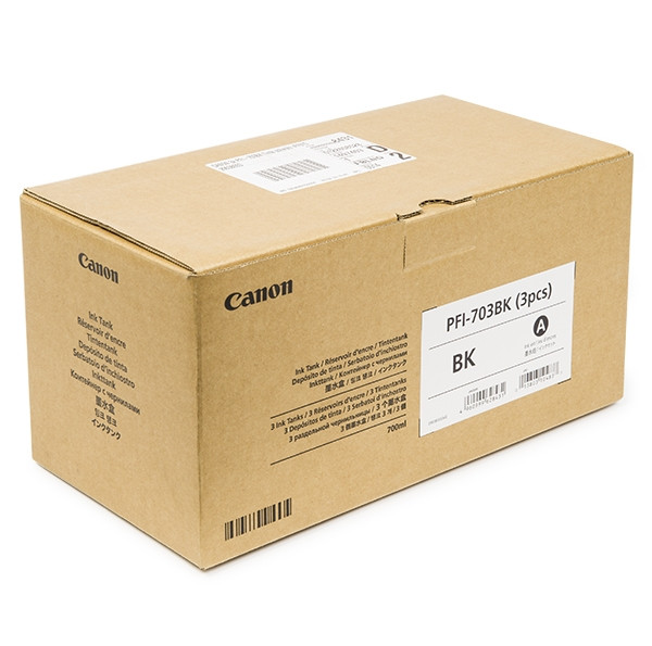 Canon PFI-703BK inktcartridge zwart hoge capaciteit 3-pack (origineel) 2963B003 018385 - 1