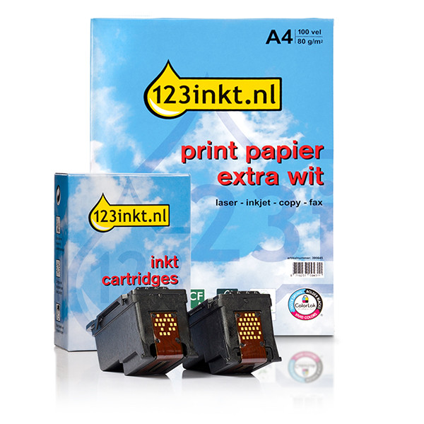 Canon PG-540XL / CL-541XL multipack zwart en kleur hoge capaciteit (123inkt huismerk) + pak papier 130736 - 1