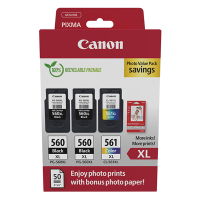 Canon PG-560XLx2 / CL-561XL photo value pack incl. 50 vel fotopapier (origineel) 3712C012 132260