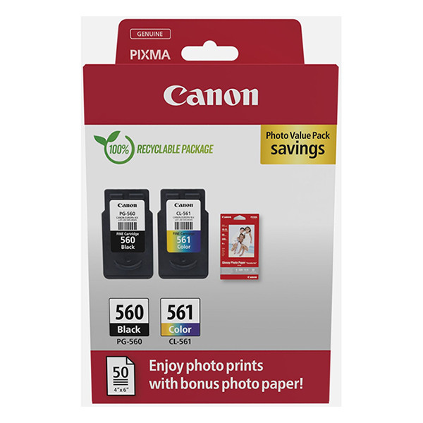 Canon PG-560 / CL-561 photo value pack incl. 50 vel fotopapier (origineel) 3713C008 132256 - 1