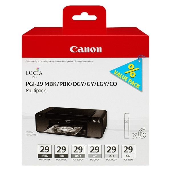 Canon PGI-29 multipack MBK/PBK/DGY/GY/LGY/CO (origineel) 4868B018 010122 - 1