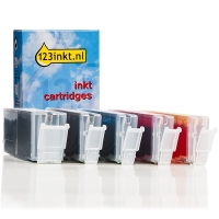 Canon PGI-550PGBK / CLI-551 aanbieding: 2 zwart + 3 kleuren (123inkt huismerk) 6496B001C 6508B001C 6509B001C 6510B001C 6511B001C 127143