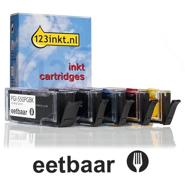 Canon PGI-550PGBK / CLI-551 aanbieding: 2 zwart + 3 kleuren (eetbaar)  199022 - 1