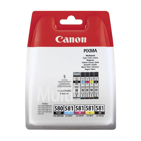 Canon PGI-580BK / CLI-581 BK/C/M/Y-multipack (origineel) 2078C005 2078C006 2078C007 2078C008 018582 - 1
