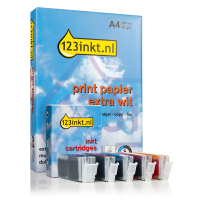 Canon PGI-580PGBK / CLI-581 aanbieding: 2 zwart + 3 kleuren (123inkt huismerk) + pak papier 130732
