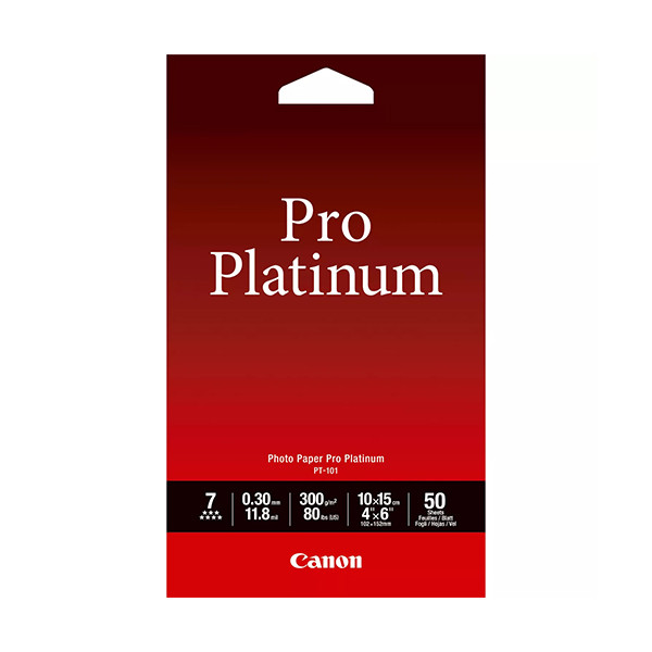 T Verdorie Regeneratie Canon PT-101 pro platinum photo paper 300 grams 10 x 15 cm (50 vel) Canon  123inkt.nl