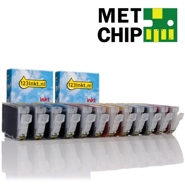 Canon aanbieding: 2 x CLI-8 serie met chip (zwart + 5 kleuren) (123inkt huismerk) 0620B001C 0621B001C 0622B001C 0623B001C 0624B001C 120821 - 1