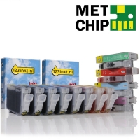 Canon aanbieding: 2 x CLI-8 serie met chip (zwart + 7 kleuren) (123inkt huismerk) 0620B001C 0621B001C 0622B001C 0623B001C 0624B001C 120863