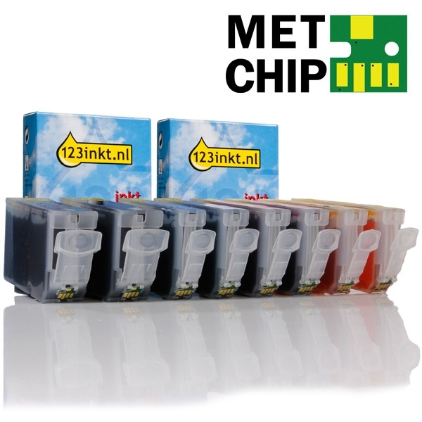 Canon aanbieding: 2 x PGI-5BK + 2 x CLI-8C/M/Y met chip (zwart + 3 kleuren) (123inkt huismerk)  120701 - 