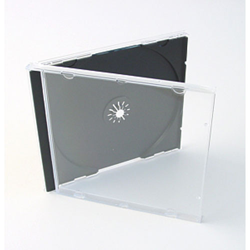 Cd-doosjes transparant met zwarte tray (100 stuks)  050020 - 1