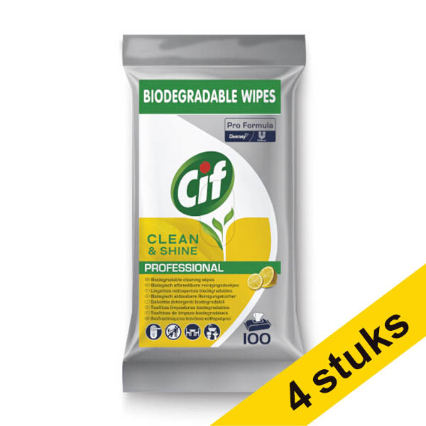 Cif Aanbieding: 4x Cif Pro Formula biologisch afbreekbare reinigingsdoekjes (100 stuks)  SCI00162 - 1