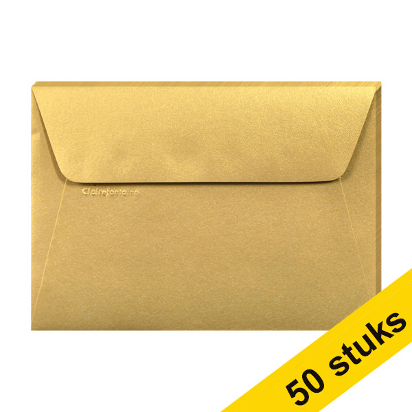 Aanbieding: 10x Clairefontaine gekleurde enveloppen goud C6 120 grams (5 stuks) 424783 - 1