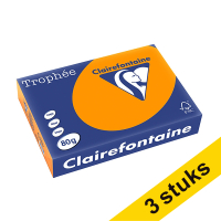 Aanbieding: 3x Clairefontaine gekleurd papier fel oranje 80 grams A4 (500 vel)