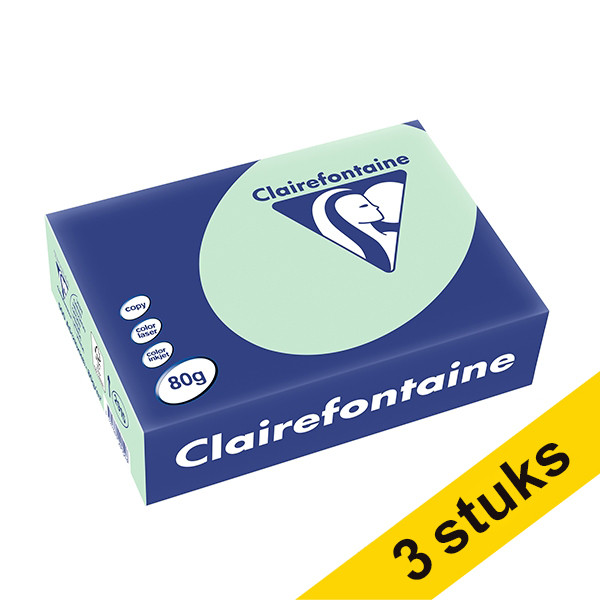 Aanbieding: 3x Clairefontaine gekleurd papier groen 80 grams A5 (500 vel) 340034 - 1